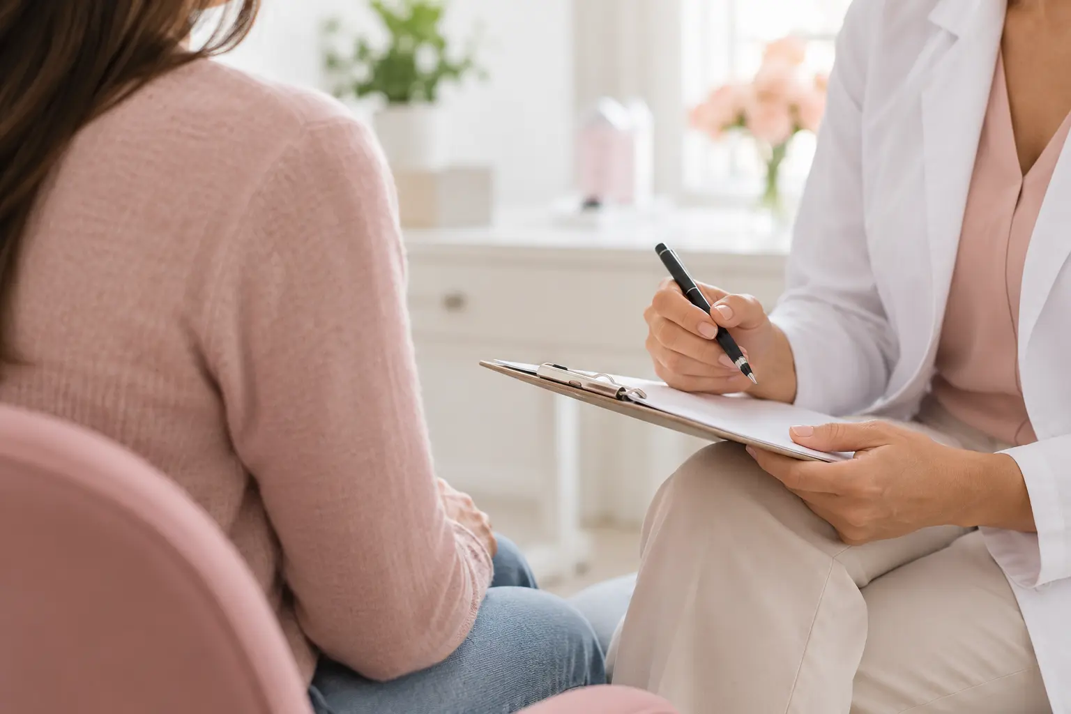 Imagen ilustrativa de una consulta con una profesional de salud
